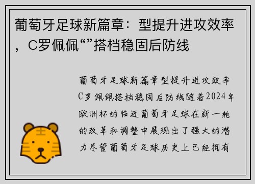 葡萄牙足球新篇章：型提升进攻效率，C罗佩佩“”搭档稳固后防线